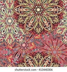 Seamless mandala pattern for printing on fabric or paper. Hand drawn background. Islam, Arabic, Indian, ottoman motifs.