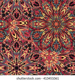 Seamless mandala pattern for printing on fabric or paper. Hand drawn background. Islam, Arabic, Indian, ottoman motifs.
