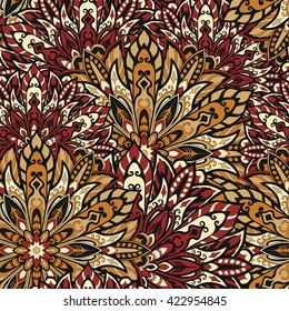 Seamless mandala pattern for printing on fabric or paper. Hand drawn background. Islam, Arabic, Indian, ottoman motifs.