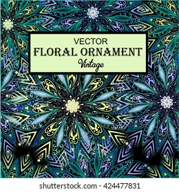 Seamless mandala pattern for printing on fabric or paper. Hand drawn background. Islam, Arabic, Indian, ottoman motifs. Floral, endless pattern with flowers looks like retro snowflakes or snowfall.