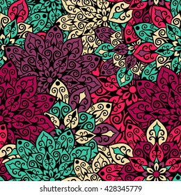 Seamless mandala pattern for printing on fabric or paper. Hand drawn background. Islam, Arabic, Indian, ottoman motifs.