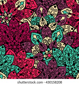 Seamless mandala pattern for printing on fabric or paper. Hand drawn background. Islam, Arabic, Indian, ottoman motifs.