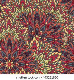 Seamless mandala pattern for printing on fabric or paper. Hand drawn background. Islam, Arabic, Indian, ottoman motifs.