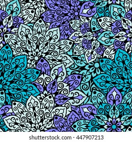 Seamless mandala pattern for printing on fabric or paper. Hand drawn background. Islam, Arabic, Indian, ottoman motifs.