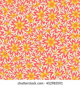 Seamless mandala pattern for printing on fabric or paper. Islam, Arabic, Indian, ottoman motifs. Laced decorative background with round floral and geometric ornament. Hand drawn. Boho festival style.