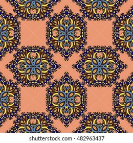 Seamless mandala pattern for printing on paper or fabric. Islam and Arabic motifs. Vector