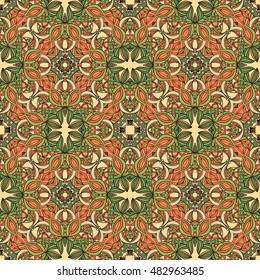 Seamless mandala pattern for printing on paper or fabric. Islam and Arabic motifs. Vector