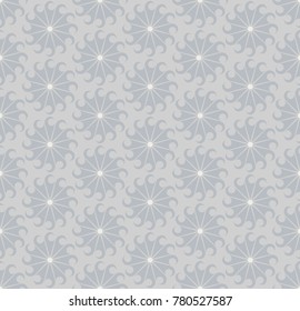 Seamless mandala pattern vector. Gray on silver background. Design print for textile, wallpaper, background.