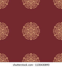 Seamless mandala pattern. Vintage decorative design elements. Vector illustration. Islam, Indian, spain, turkish, chinese, portuguese  motifs. Perfect for printing on fabric, paper, ceramic tile.