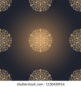 Seamless mandala pattern. Vintage decorative design elements. Vector illustration. Islam, Indian, spain, turkish, chinese, portuguese  motifs. Perfect for printing on fabric, paper, ceramic tile.
