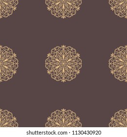 Seamless mandala pattern. Vintage decorative design elements. Vector illustration. Islam, Indian, spain, turkish, chinese, portuguese  motifs. Perfect for printing on fabric, paper, ceramic tile.