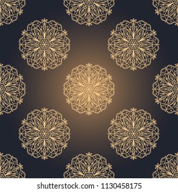 Seamless mandala pattern. Vintage decorative design elements. Vector illustration. Islam, Indian, spain, turkish, chinese, portuguese  motifs. Perfect for printing on fabric, paper, ceramic tile