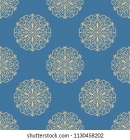 Seamless mandala pattern. Vintage decorative design elements. Vector illustration. Islam, Indian, spain, turkish, chinese, portuguese  motifs. Perfect for printing on fabric, paper, ceramic tile
