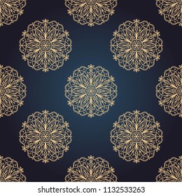 Seamless mandala pattern. Vintage decorative design elements. Vector illustration. Islam, Indian, spain, turkish, chinese, portuguese  motifs. Perfect for printing on fabric, paper, ceramic tile.