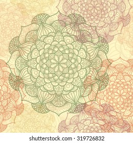 Seamless mandala pattern. Vintage decorative elements. Hand drawn background. Islam, Arabic, Indian, ottoman motifs. Perfect for printing on fabric or paper.