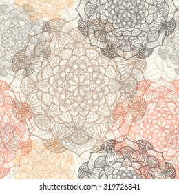 Seamless mandala pattern. Vintage decorative elements. Hand drawn background. Islam, Arabic, Indian, ottoman motifs. Perfect for printing on fabric or paper.