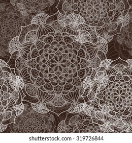 Seamless mandala pattern. Vintage decorative elements. Hand drawn background. Islam, Arabic, Indian, ottoman motifs. Perfect for printing on fabric or paper.