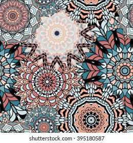Seamless mandala pattern. Vintage decorative elements. Hand drawn background. Islam, Arabic, Indian, ottoman motifs. Can be used for printing on paper and fabric