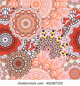 Seamless mandala pattern. Vintage decorative elements. Hand drawn background. Islam, Arabic, Indian, ottoman motifs. Can be used for printing on paper and fabric