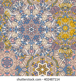 Seamless mandala pattern. Vintage decorative elements. Hand drawn background. Islam, Arabic, Indian, ottoman motifs. Can be used for printing on paper and fabric