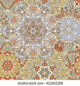 Seamless mandala pattern. Vintage decorative elements. Hand drawn background. Islam, Arabic, Indian, ottoman motifs. Can be used for printing on paper and fabric
