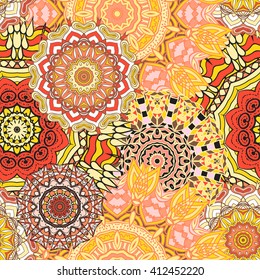 Seamless mandala pattern. Vintage decorative elements. Hand drawn background. Islam, Arabic, Indian, ottoman motifs. Can be used for printing on paper and fabric