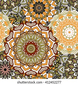 Seamless mandala pattern. Vintage decorative elements. Hand drawn background. Islam, Arabic, Indian, ottoman motifs. Can be used for printing on paper and fabric