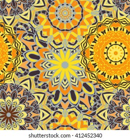Seamless mandala pattern. Vintage decorative elements. Hand drawn background. Islam, Arabic, Indian, ottoman motifs. Can be used for printing on paper and fabric