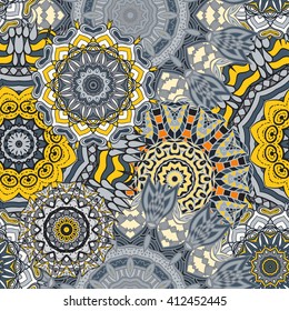 Seamless mandala pattern. Vintage decorative elements. Hand drawn background. Islam, Arabic, Indian, ottoman motifs. Can be used for printing on paper and fabric