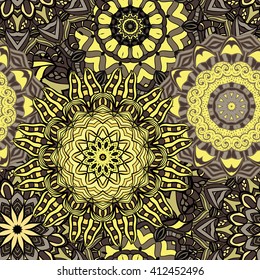 Seamless mandala pattern. Vintage decorative elements. Hand drawn background. Islam, Arabic, Indian, ottoman motifs. Can be used for printing on paper and fabric