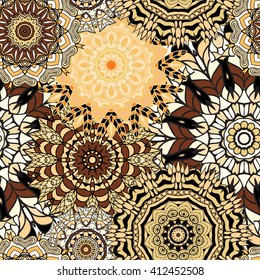 Seamless mandala pattern. Vintage decorative elements. Hand drawn background. Islam, Arabic, Indian, ottoman motifs. Can be used for printing on paper and fabric