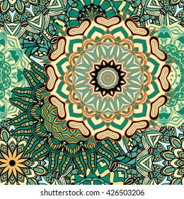 Seamless mandala pattern. Vintage decorative elements. Hand drawn background. Islam, Arabic, Indian, ottoman motifs. Can be used for printing on paper and fabric
