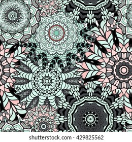 Seamless mandala pattern. Vintage decorative elements. Hand drawn background. Islam, Arabic, Indian, ottoman motifs. Can be used for printing on paper and fabric