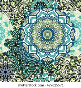 Seamless mandala pattern. Vintage decorative elements. Hand drawn background. Islam, Arabic, Indian, ottoman motifs. Can be used for printing on paper and fabric