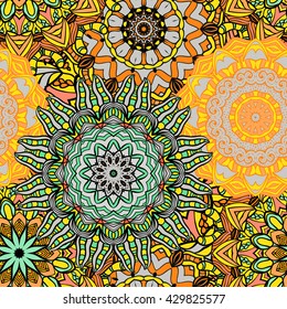 Seamless mandala pattern. Vintage decorative elements. Hand drawn background. Islam, Arabic, Indian, ottoman motifs. Can be used for printing on paper and fabric