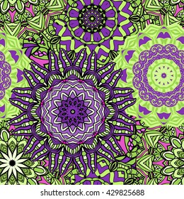 Seamless mandala pattern. Vintage decorative elements. Hand drawn background. Islam, Arabic, Indian, ottoman motifs. Can be used for printing on paper and fabric
