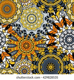 Seamless mandala pattern. Vintage decorative elements. Hand drawn background. Islam, Arabic, Indian, ottoman motifs. Can be used for printing on paper and fabric