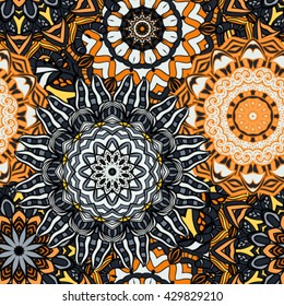 Seamless mandala pattern. Vintage decorative elements. Hand drawn background. Islam, Arabic, Indian, ottoman motifs. Can be used for printing on paper and fabric