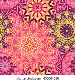 Seamless mandala pattern. Vintage decorative elements. Hand drawn background. Islam, Arabic, Indian, ottoman motifs. Can be used for printing on paper and fabric