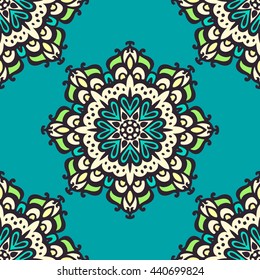 Seamless mandala pattern. Vintage decorative hand drawn background. Ethnic Abstract Floral Vector Pattern. Can be used for printing on paper and fabric