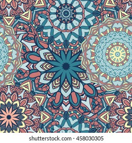 Seamless mandala pattern. Vintage decorative elements. Hand drawn background. Islam, Arabic, Indian, ottoman motifs. Can be used for printing on paper and fabric