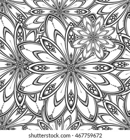 Seamless mandala pattern. Vintage decorative elements. Hand drawn background.
