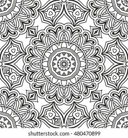 Seamless mandala pattern. Vintage decorative elements. Hand drawn background. Islam, Arabic, Indian, ottoman motifs. Can be used for printing on paper and fabric