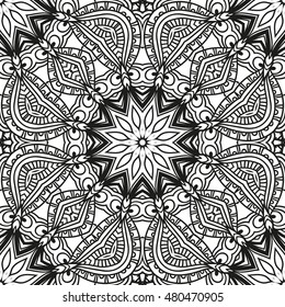 Seamless mandala pattern. Vintage decorative elements. Hand drawn background. Islam, Arabic, Indian, ottoman motifs. Can be used for printing on paper and fabric