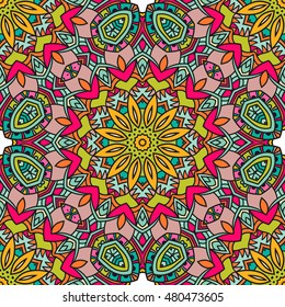 Seamless mandala pattern. Vintage decorative elements. Hand drawn background. Islam, Arabic, Indian, ottoman motifs. Can be used for printing on paper and fabric