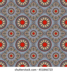 Seamless mandala pattern. Vintage elements in oriental style. Texture for wallpapers, backgrounds and page fill or printing on fabric or paper. Islam, arabic, indian, turkish,ottoman motifs. Vector.