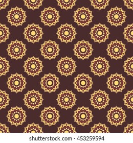 Seamless mandala pattern. Vintage elements in oriental style. Texture for wallpapers, backgrounds and page fill or printing on fabric or paper. Islam, arabic, indian, turkish,ottoman motifs. Vector.