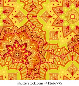 Seamless mandala pattern for wrapping paper, fabric or wallpaper. Hand drawn mandala decoration vector. Oriental, indian, islam, tribal, floral mandala motifs.