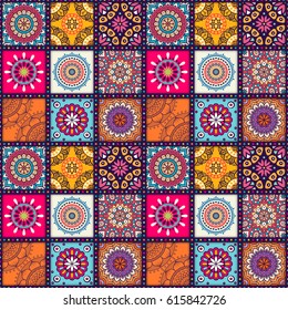 Seamless mandalas pattern. Vintage decorative elements with mandala. Hand drawn mandala background. Islam, Arabic mandala, Indian, mandala ottoman motifs. Perfect for printing on fabric or paper.