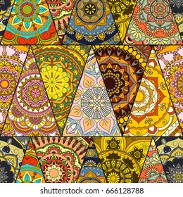 Seamless mandalas pattern. Vintage decorative elements with mandala. Hand drawn mandala background. Islam, Arabic mandala, Indian, mandala ottoman motifs. Perfect for printing on fabric or paper.